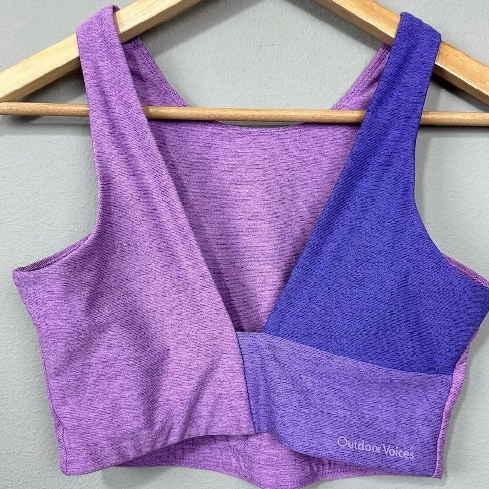 Outdoor Voices Venus Crop Top Orchid Purple Size S Medium Support Colorblock - Picture 4 of 9